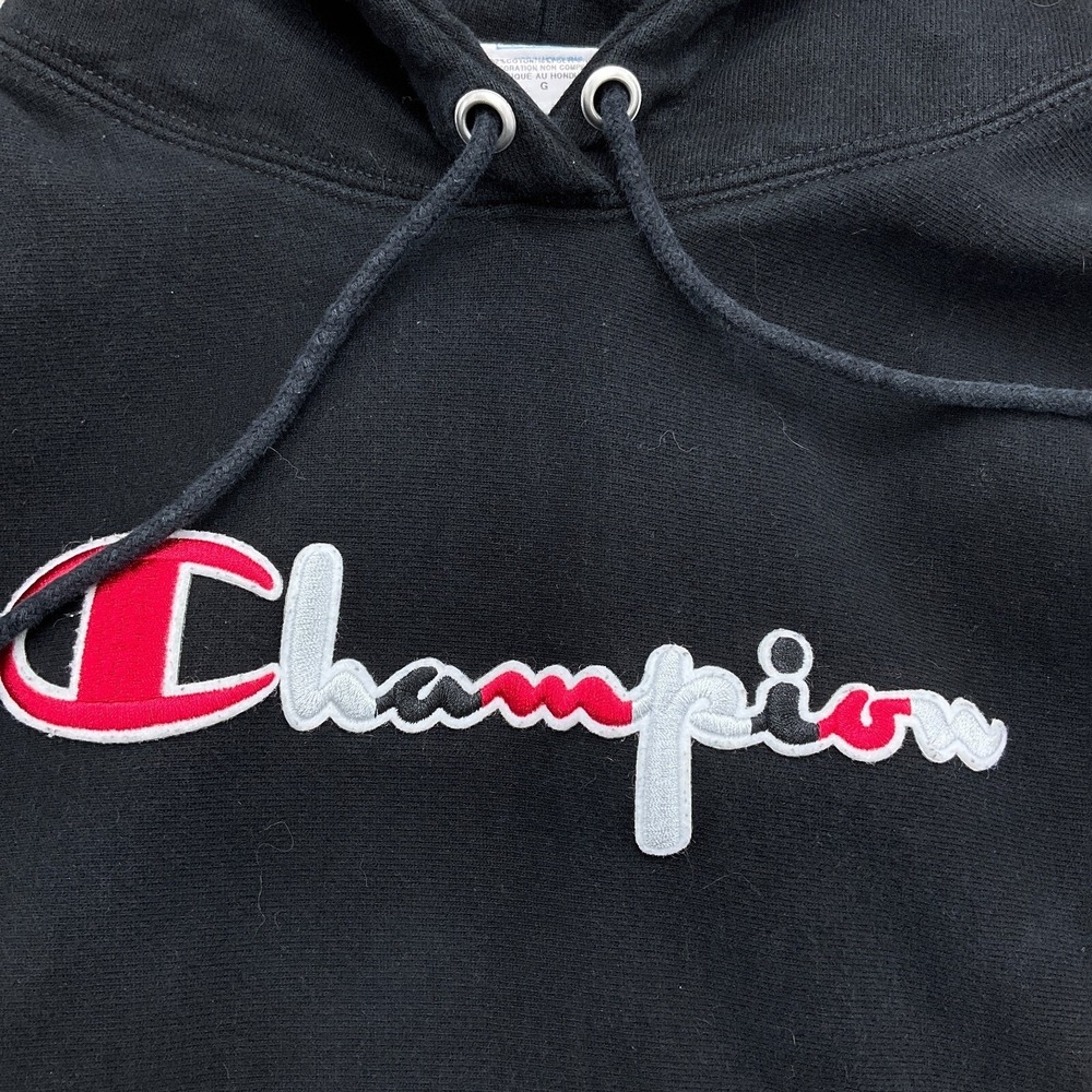 Champion‎ Hoodie Womens Large Black Reverse Weave Spell Out Embroidery Comfort - Picture 2 of 11